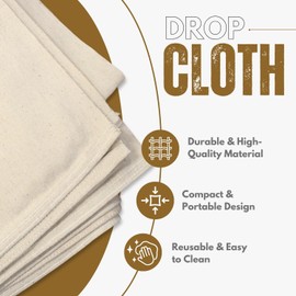 All-Purpose 8 oz Canvas Drop Cloth: Durable Canvas for Painting, Floor & Furniture Protection, and Versatile DIY Use (4x12 ft)