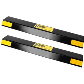 MaxxHaul 51035 18 in. Heavy Duty Car Parking Stoppers 2 Pack Easy Install 18" x 1.25" x 3.5" for Garage and Outdoor Car SUV Truck Eco Friendly Material Reflective Strips