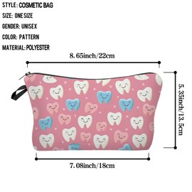 Livel lhood Cartoon Teeth Makeup Bag Cute Small Organizer Zipper Pouch Cartoon Teeth Cosmetic Bag Birthday Present for Women Friends -5
