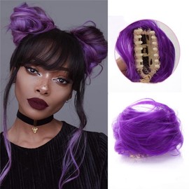 Uotp 2Pcs Mini Claw Fake Space Hair bun Synthetic Hair Messy Bun Claw in Messy Chignon Hair Pieces Hair Extensions Hair Accessory for Women Girls