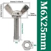 6sets M6x25mm Stainless Steel Wing Butterfly Screws Bolts with Hex
