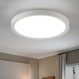 HUIBONA Bathroom Lights Ceiling,18W 1800LM Ceiling amp,Ultra Thin,6000K Daylight White,Waterproof IP54,Modern,Round,Flicker-Free lamp,Flush Ceiling Light,Ø23CM