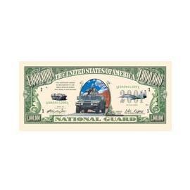 American Art Classics US National Guard Million Dollar Bill in Currency Holder