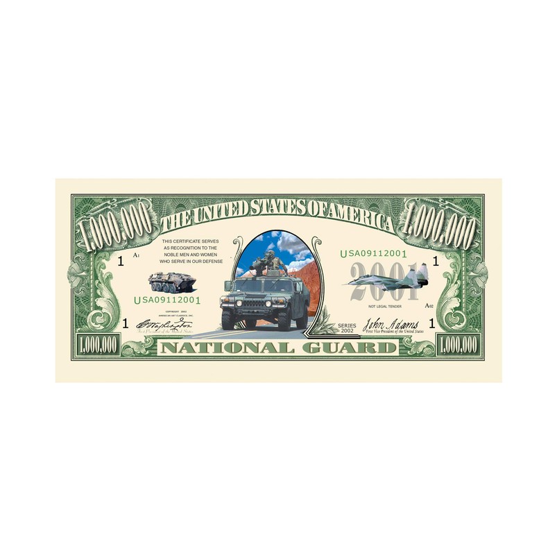 American Art Classics US National Guard Million Dollar Bill in
