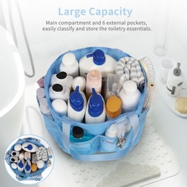 Mesh Shower Caddy Portable for College Dorm Room Essentials, Shower Tote Bag with Hanging Hook and Drawstring, Quick Dry Toiletry Bag with 6 Pockets for Bathroom, Swimming, Gym, Camping, Beach, Travel