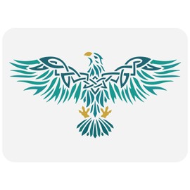 FINGERINSPIRE Celtic Eagle Painting Stencil 29.7x21cm Reusable Tiercel Drawing Template Eagle with Spreading Wings Stencil Plastic Hollow Out Stencil for Painting on Wall Wood Furniture
