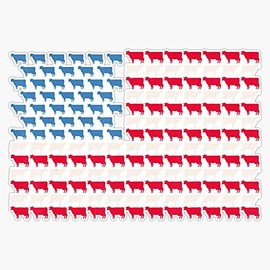 HOF Trading Cow American Flag Heifer Us 4Th of July Farm Cattle USA Gift Vinyl Sticker Waterproof Decal Laptop Wall Window Bumper Sticker 5"