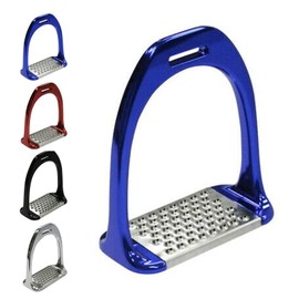 JA Horse Aluminium Stirrups Balance Non-Slip Pads Stable (Blue)