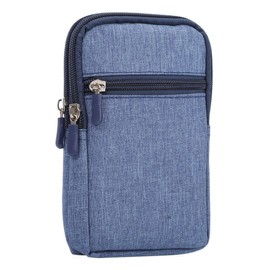 DFV mobile - Universal Multi-Functional Vertical Stripes Pouch Bag Case Zipper Closing Carabiner for MICROMAX Canvas Knight 2 4G E471 - Blue (17 x 10.5 cm)