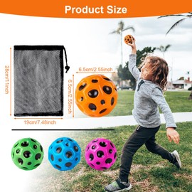 OSDUE 4 PCS Moon Ball, 6.5cm Extreme Space Ball, PU Bounce Ball Sensory Ball, Ultra High Bouncing Ball & Sounds Meteor Space Ball with High Resilience for Kid Teens Pocket Money Toys