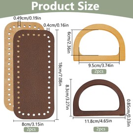FREEBLOSS 2set Crochet Bag Making Kit Crochet Bag Bottom and Handle Purse Handles for Crochet Bags DIY Bag Accessories PU Leather Bag Bottom Base Pad Shaper Purse Handles