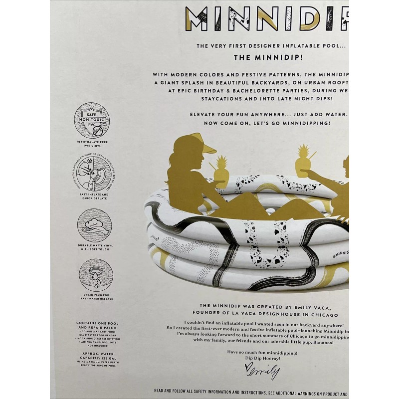 Minnidip The Signature Gilded Marble Luxe Inflatable Designer Pool 5.5’