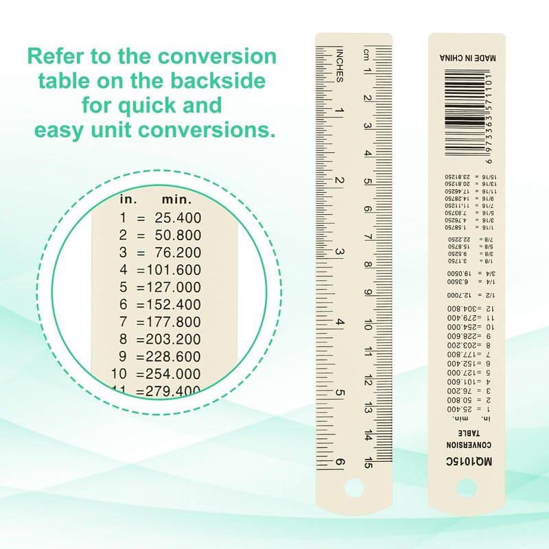 PATIKIL 15cm/6" Metal Ruler, 2 Pack Aluminum Alloy Rulers with