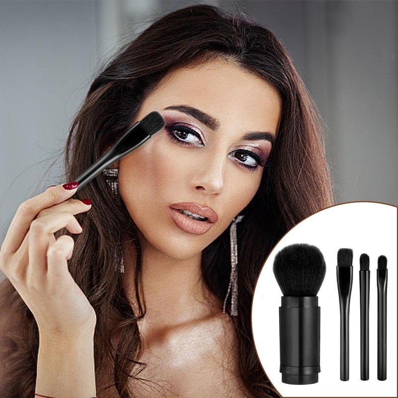 2-Teiliger Vier-In-Eins-Make-Up-Pinsel, Mini Retactable Make-Up-Pinsel, Reisebürbungs-Make-Up-Pinsel, Lidschattenpinsel-Set, Kreativer Make-Up-Pinsel-Set