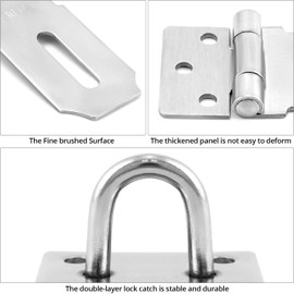 QWORK® 4Pcs Padlock Hasp and Staple 3 Inch, 82mm Stainless Steel Padlock Hasp with Screws, Heavy Duty Shed Door Latch for Door Shed Window Drawer