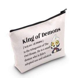MEIKIUP The Owl House Inspired Makeup Bag Owl House Friends Group Gift The Owl House Fan Travel Toiletry Bag Hexside School of Magic and Demonics (King of Demons Bag)