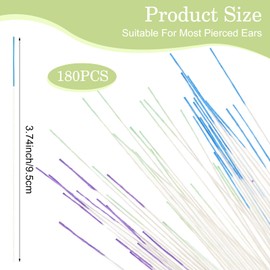 YUXIANLB 180Pcs Disposable Earrings Hole Cleaner, Ear Hole Floss Piercing Hole Cleaner, Line Ear Piercing Care Cleaning Tool Odor Removal Ear Care Kit for Women Men (Purple/Green/Blue)