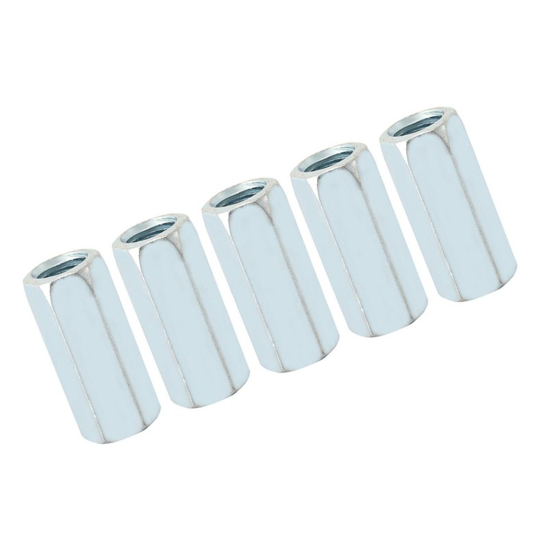 5pcs M12*40 Long Rod Coupling Nut, Carbon Steel Hex Sleeve