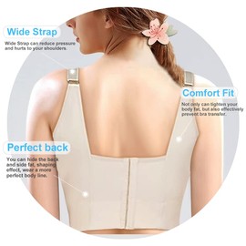 Runilut Women's Push Up Bra,Full-Coverage Underwire Bra,Hide Back Fat Deep Cup Bra,Smoothing T-Shirt Bra,Sculpting Uplift Bra Nude 38DDD