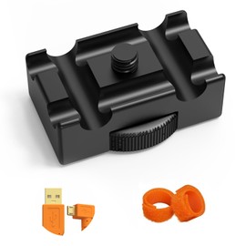 YAMCOWL Aluminum Alloy Camera Cable Lock Clamp - USB/HDMI Cord Clip Protector with 16.4ft USB to Micro B Cable, Adjustable DSLR Clamp for Photographers (Black)