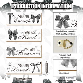 Riletese 4 Pcs Black White Bow Wall Art Decor, Vintage Dark Coquete Room Decor for Teen Girls Neutral Preppy, Inspirational Positive Affirmations Wall Wooden Hanging Sign Bathroom