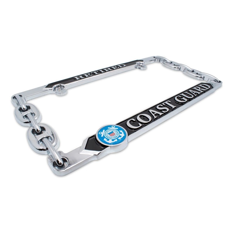 COAST GUARD RETIRED LOGO 3D CHROME USA MADE LICENSE PLATE