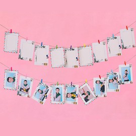 YOETSPDS Hanging Photo Display Photo Holder String with Clips Photo Frame Set Perfect Wall Decor for Teen Bedroom Home Cubicle Office Retro Postmark *1