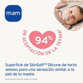MAM Skinsofttm Original S164 Schnuller mit Sauger aus Silikon, ultra-weich, für Babys ab 6 Monaten, mit automatischer Sterilisierungsbox, Rosa, 2 Stück
