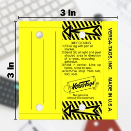 Versa-Tags Multi-Use Write-On Self-Laminating Key Tags – 250 Yellow Real Estate Tags, Protection, Writable, Durable Labeling, Rings Included – Made in The USA