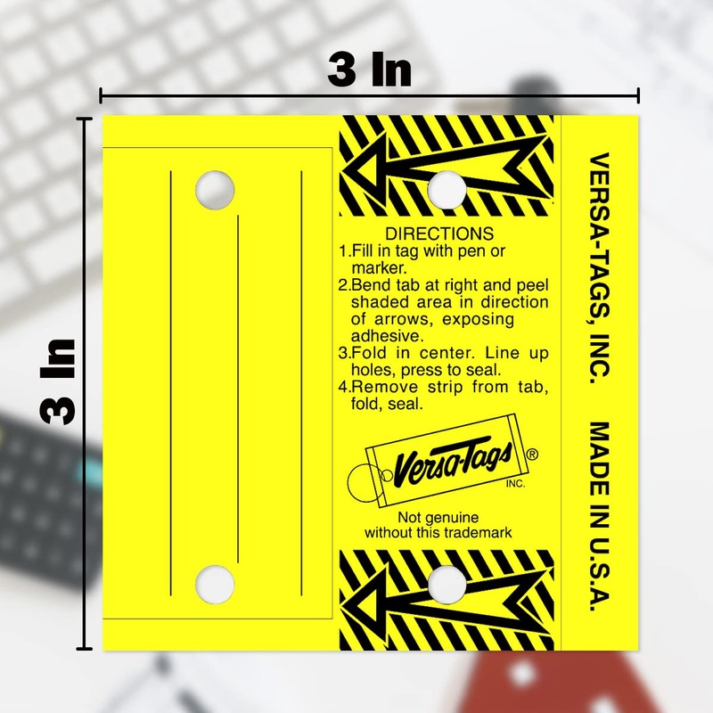 Versa-Tags Multi-Use Write-On Self-Laminating Key Tags – 250 Yellow Real