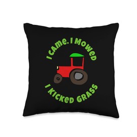 My Design Bug Lawn Guy Designs I Came. I Mowed. I Kicked Grass. Riding Lawn Mower Design Throw Pillow, 16x16, Multicolor