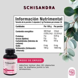 Schisandra 60 Cápsulas De 500 Mg | Momosie | Dura 1 Mes Sin