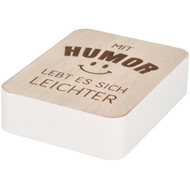 Spruchreif Decorative Blackboard with Humour Lives It Easier Wooden Sign with Saying Funny Table Decoration & Gift Idea 10 x 7.5 x 2.5 cm Small Stand with Heart and Joke