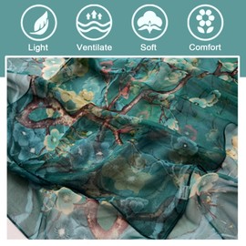 GWAWG Scarfs for Women Chiffon Scarf Lightweight Plum Blossom Green for Beach Daily Party Banquet