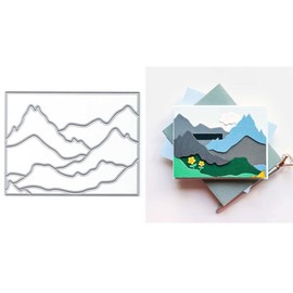 XMZZMX Mountain Background Board Metal Cutting Dies for Card Making, Paper Embossing Die Cuts Kit Templates Supplies, Photo Frame Album DIY Scrapbooking Stencils Sets