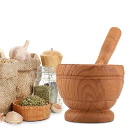 Manual Mortar and Pestle Set Premium PP Pestle & Mortar Set Spice Grinder Garlic Herb Spice Mixing Grinder Mortar and Pestle Grinder Pill Grinder Kitchen Bowl Smashing Tools(Wood Color)