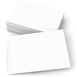 321Done Grid Index Cards (Set of 50) 5" x 7", Graph-Ruled 0.25" Double-Sided, Thick Cardstock, Made in The USA, White