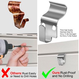 Vinyl Siding Hooks SS, Hold Up to 30lbs Siding Hooks for Hanging Outdoor, No Drilling Vinyl Siding Clips,Easy Install Rustproof Siding Clips to Hang Things for Holiday Lights, Home Decor 10 Pack