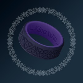 King Will Silicone Wedding Rings For Men, Two-Tone Purple Rubber Wedding Bands with Celtic Knot Pattern, 8mm Wide 2.2mm Thick, Comfort Fit Size 11