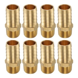 HARFINGTON 4pcs Brass Barbed Fitting 1/2" NPT Male to 3/4" Hose ID for Brew Pipe Fitting Direct Thread Tower Connector Durable Construction