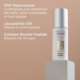 ISDIN - FotoUltra Age Repair Fusion Color Water SPF 50 - Protector solar facial de fase acuosa, triple acción anti-fotoenvejecimiento, con color, 50 ml