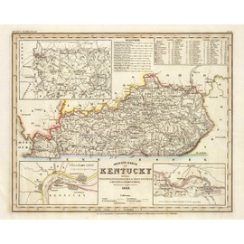 1845 Kentucky Antique Vintage Style Map Art - The Perfect Wall Decor in This Highly Detailed Restored Reproduction