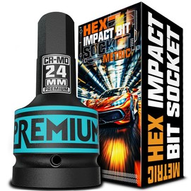 Aiourx 1" Drive Hex Bit Metric Socket H24 (24 mm), Cr-Mo Steel, Allen Bit Socket, for Installing, Dismantling Nuts