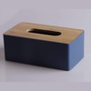 Tissue Box with Bamboo Wood Lid, Rectangular Tissue Dispenser Box,