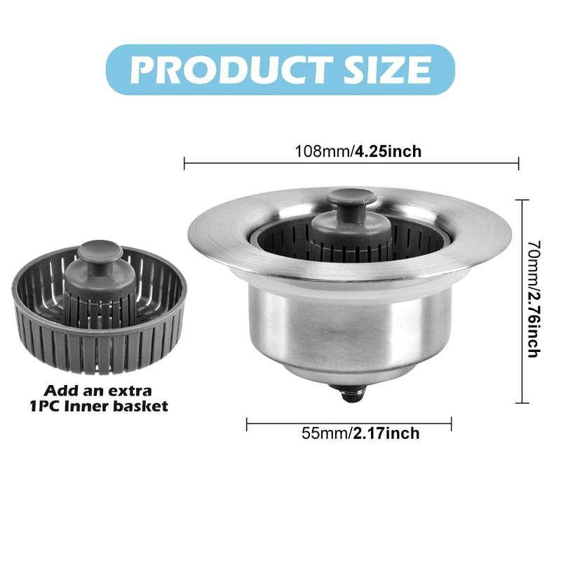 3 in 1 Kitchen Sink Drain Strainer, Sink Bounce Core