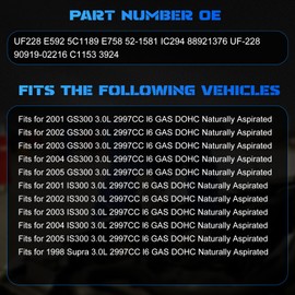 YOMALL 3PCS UF228 Ignition Coils + 6PCS Iridium Spark Plugs + 3PCS Wires Ignition Coils Pack Fits for 2001-2005 GS300, 2001-2005 IS300, 1998 Supra 3.0L, Aftermarket Parts