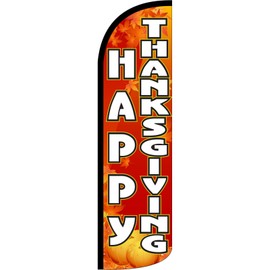 NeoPlex Happy Thanksgiving  3 ft X 11 1/2 ft Windless Swooper Flag (Flag Only)