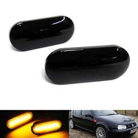 RZGMTSPT 2x Black Smoked Lens LED Side Marker Turn Signal Light For 1999-2004 VW Golf MK4 GTI R32 Jetta Beetle Passat B5 B5.5