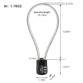 NBYT Wire Combination Lock Padlock, Wire Diameter 3/24", 16" Circumference, Suitable for Travel Luggage, Backpack, Cycling Helmet, Small Cabinet, Gym Cabinet, Suitcase