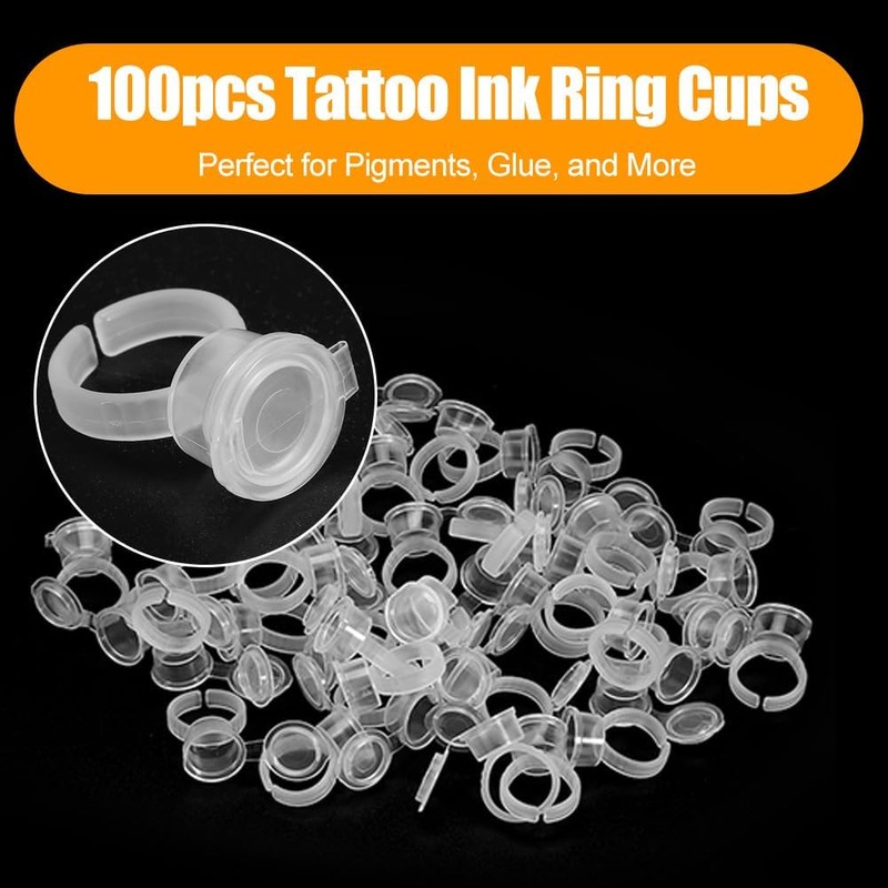 100 Unidades de Anillos de Tinta para Tatuajes, Vasos Desechables